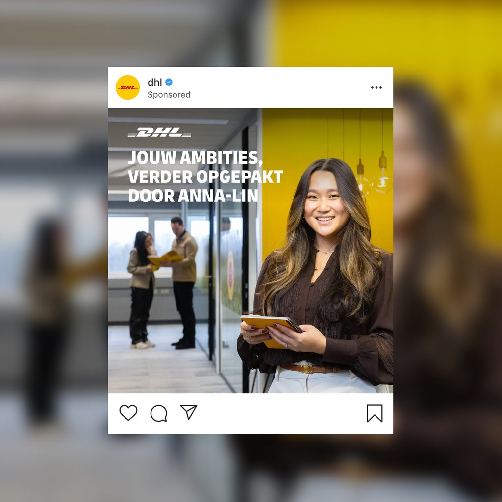 The awareness campaign as a sponsored Instagram post — “Jouw ambities, verder opgepakt door Anna-Lin”
